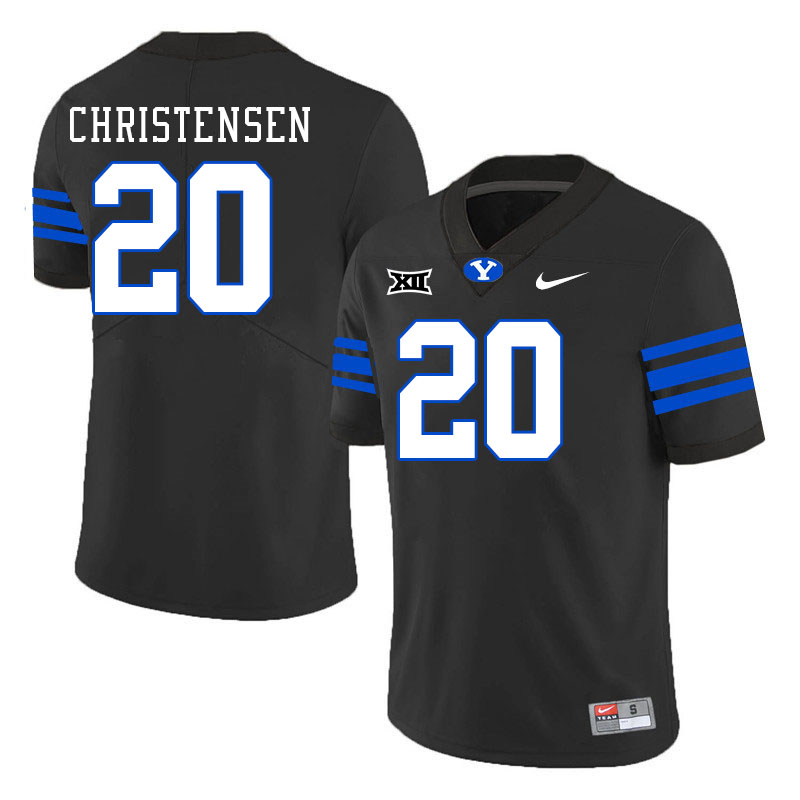 Men #20 Dane Christensen BYU Cougars College Football Jerseys Stitched Sale-Black